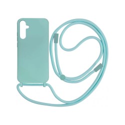 Capa de Silicone com Cordão para Samsung Galaxy A14 4G/A14 5G Verde Mar Capa de Silicone com Cordão para Samsung Galaxy A14 4G/A14 5G Verde Mar